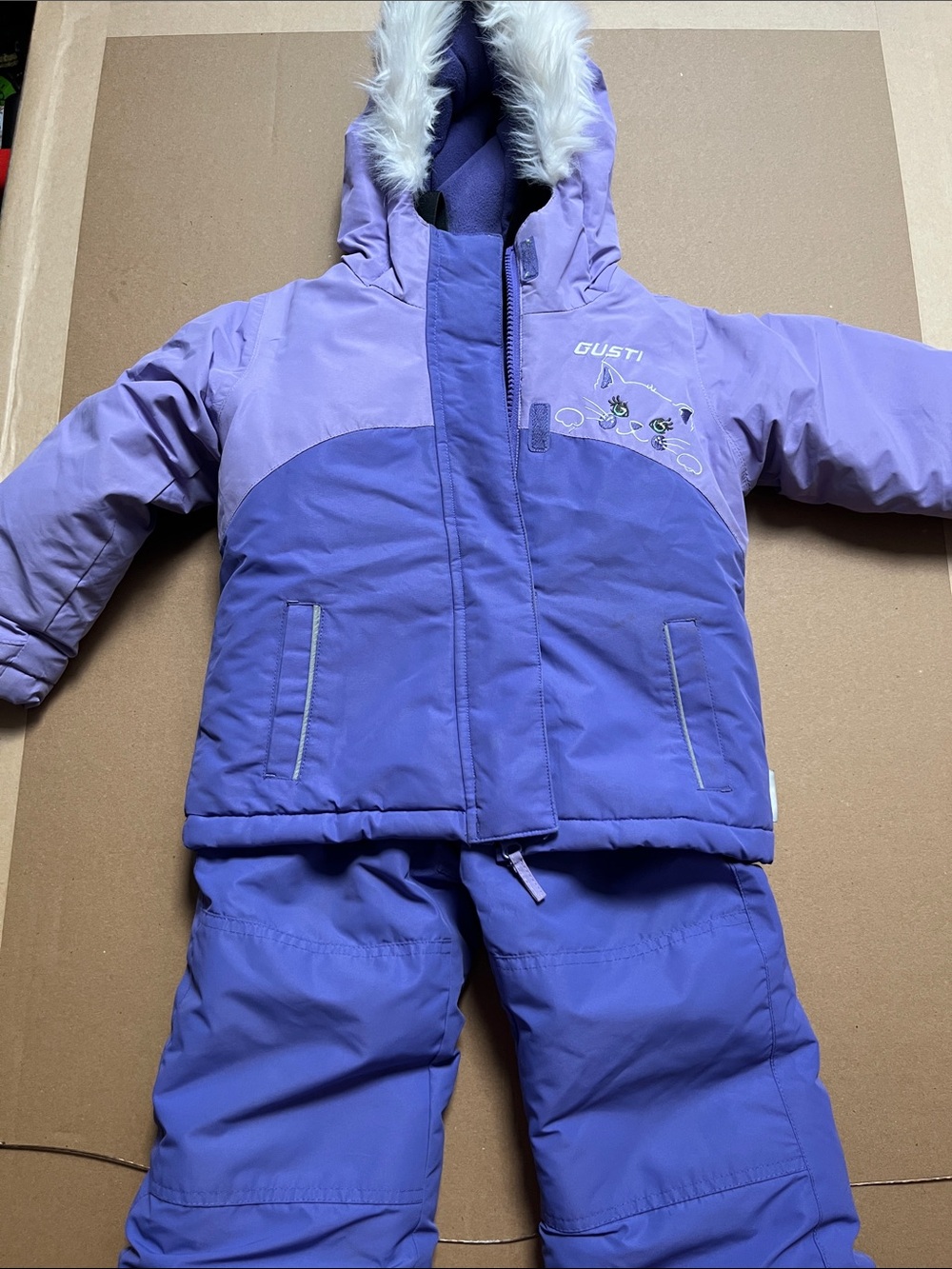 Gusti Kids Purple Mauve 2-Piece Winter Snowsuit Jacket Bib Overalls 3T